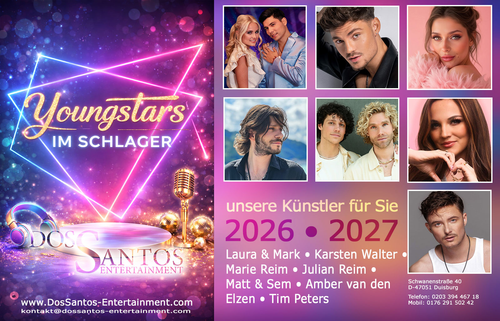 Jungstars im Schlager Tim Peters | Laura & Mark | Marie Reim | Karsten Walter | Matt & Sem | Julian Reim | Amber van den Elzen