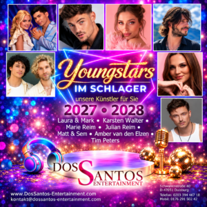 Jungstars Schlager | Buchung / Booking und Kontakt Telefon: +49 203 39 44 67 18 | Mobil: +49 176 291 502 42 | E-Mail: dossantos-entertainment@mail.de | Web: www.dossantos-entertainment.com