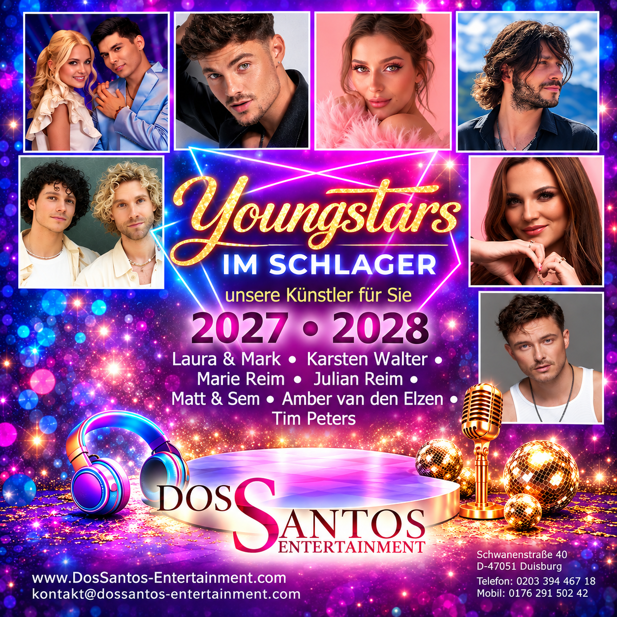 Jungstars Schlager | Buchung / Booking und Kontakt Telefon: +49 203 39 44 67 18 | Mobil: +49 176 291 502 42 | E-Mail: dossantos-entertainment@mail.de | Web: www.dossantos-entertainment.com