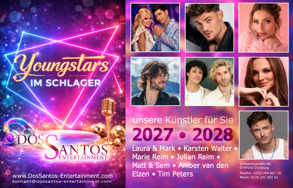 Jungstars im Schlager Tim Peters | Laura & Mark | Marie Reim | Karsten Walter | Matt & Sem | Julian Reim | Amber van den Elzen